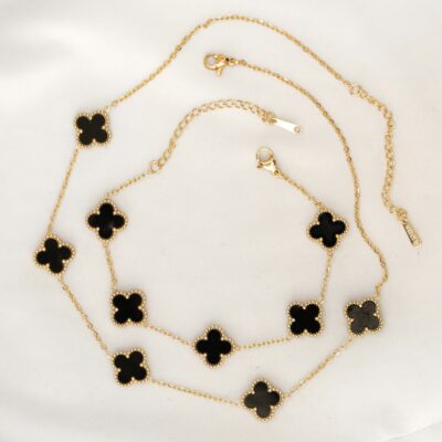 نیمست ونکلیف مشکی (زنجیر طلایی)استیل