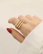 انگشتر سه خط استیل - Image 2