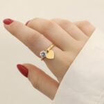 انگشتر نگین قلب استیل - Image 2