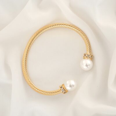 دستبند گوی مرواریدی استیل