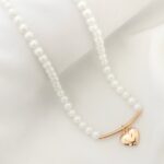 گردنبند مروارید و پلاک قلب ژوپینگ